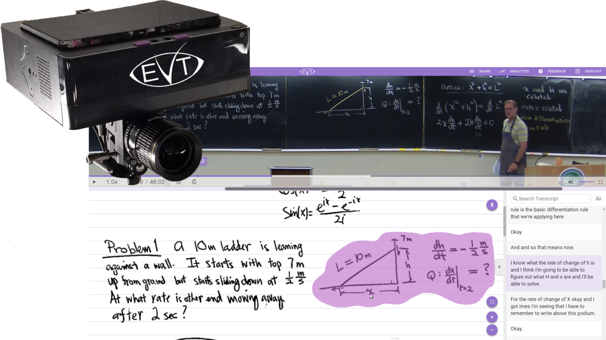 screenshot of evt board platform with evt device above